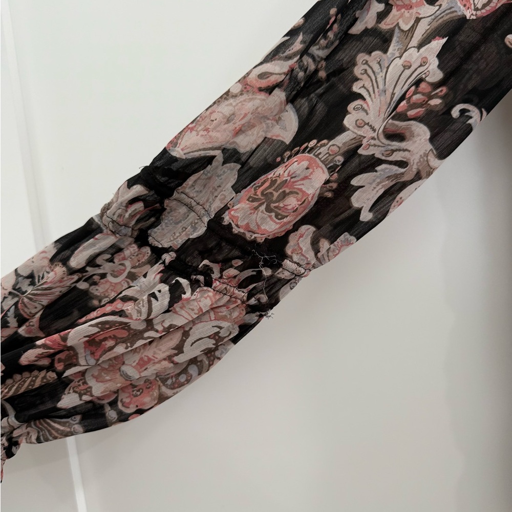 Loft Black Oversized Patterned Long Puff Sleeve D… - image 5